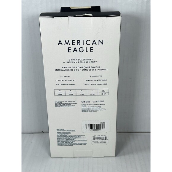 Size S Mens American Eagle Outfitters Solid 6" Regular Boxer Brief Black 3-Pack - Picture 3 of 3